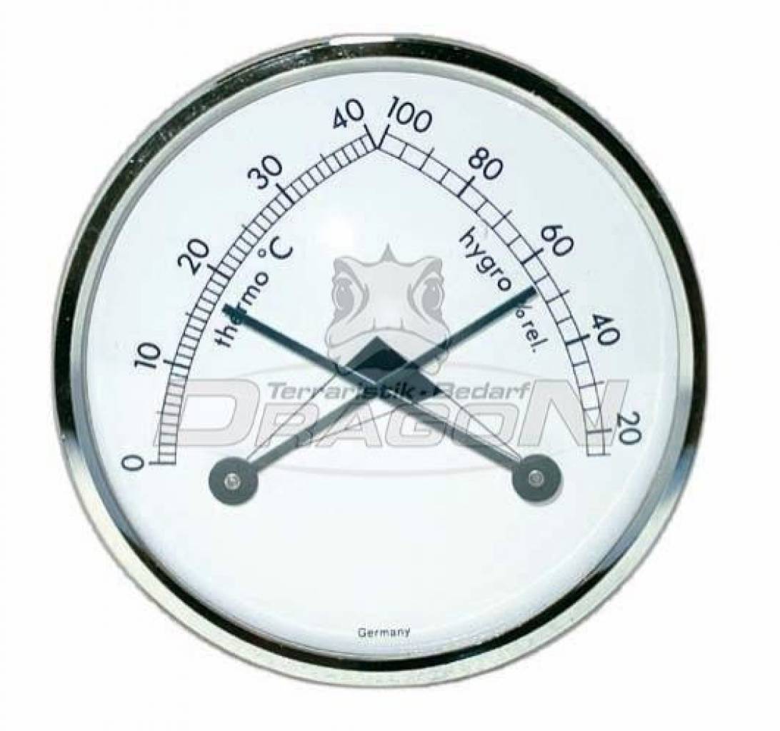 Thermo- und Hygrometer analog weiß, rund Ø70mm mit Silberrin